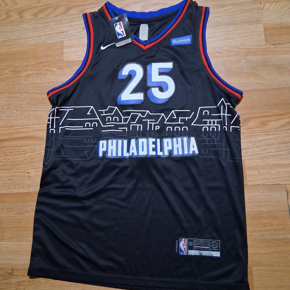 Nike Philadelphia #25 Black Simmons Basketball Jersey